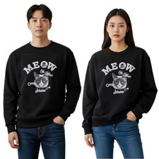 Felpa Unisex Meow Cat Nera