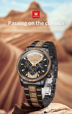 Orologio Uomo Legno Acciaio Inox Uomo Orologio Uomo Cronografo Natale Nuovo