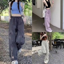 Pantalone donna vita alta comodo con gamba larga e coulisse regolabile