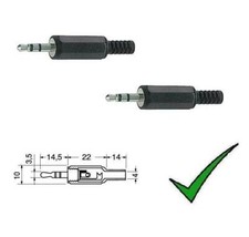 2pz Spina JACK 3,5mm STEREO Volante Connettore spinotto spina maschio 3,5mm