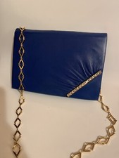 Borsa In Vera Pelle Blu A Tracolla / Valentino Garavani By Night / Made In Italy