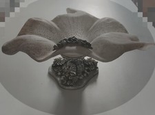 Portafrutta vaso in Vetro Satinato E Base Argentata Firmato Monica Artigianale