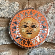 FAIRTRADE hippy BOHO celeste SOLE specchio MOSAICO legno BOHEMIEN etnico NUOVO