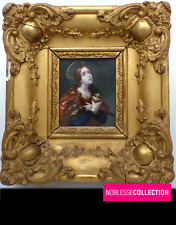 GRANDE ANTICO RITRATTO ANTICO IN MINIATURA FRANCESE DEL XIX SECOLO DIPINTO A MANO MARIA MADDALENA