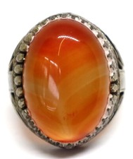 Meraviglioso anello antico romano in argento con antica pietra di agata yemen...