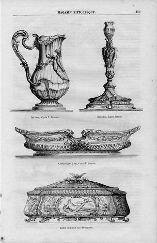 Stampa antica vaso candelabro - antica,