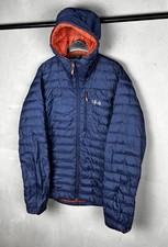 Giubbotto piumino uomo Rab microlight alpino puffer blu navy con cappuccio taglia XL