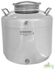 CONTENITORE FUSTO BIDONE OLIO SALDATO ACCIAIO INOX SANSONE 15LT LATTA TAPPO VITE