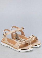 KEYS SANDALI CON ZEPPA BASSA DONNA K-11043 BEIGE COMODE CASUAL DAL 36 AL 41