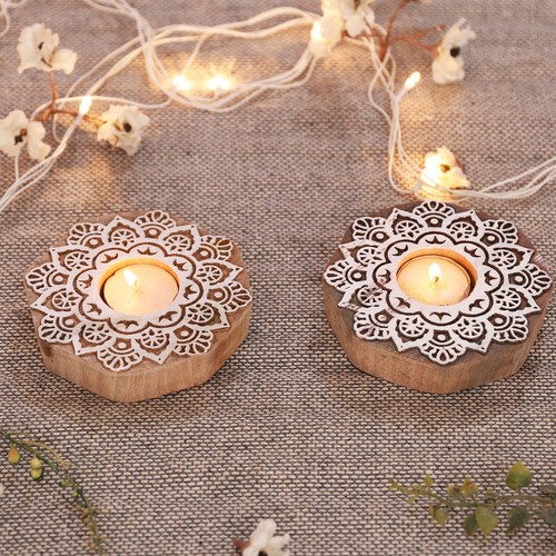Portacandele legno rotondo - portacandele,