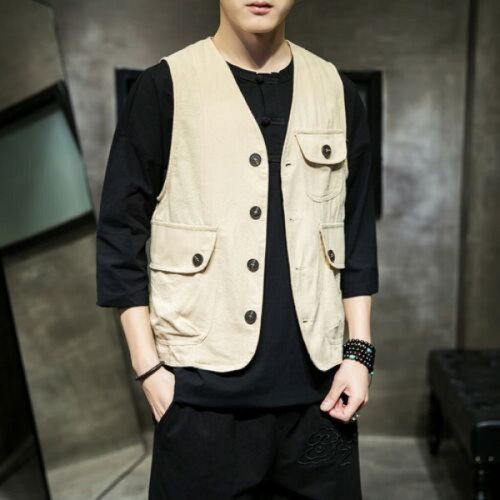 Gilet uomo stile cinese - , cotone