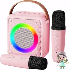 Mini Karaoke Machine K8 per bambini e adulti con 2 microfoni