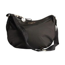 Nannini Firenze Borsa a Tracolla Liberty Mezzaluna in Pelle e Tessuto Nera