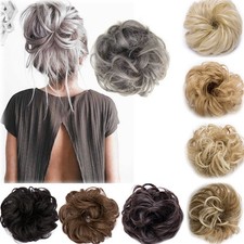 Extension Capelli Umani Ricci Disordinati Panino Pezzo Capelli Scrunchie Updo Cover Reale come