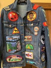 giubbotto jeans patch donna