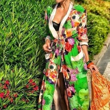 Zara green long - floral, printed