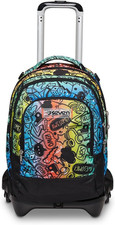 Trolley Scuola JACK 3 RUOTE DETACH -FLUO STAMP, Multicolore -Zaino Uso 3In1 -Tas