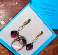 Set oro e argento.Anello e orecchini con pietra naturale ametista