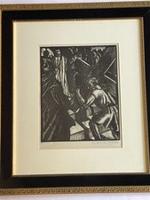 SARDEGNA-ANTONIO MURA CROCIFISSIONE  XILOGRAFIA- NO BIASI-DESSY-PITTORE SARDO