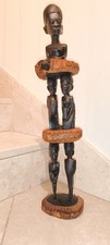 Vintage Totem Scultura intagliata a Mano Unico Blocco legno H=Cm 60 Mozambico 