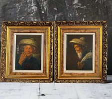 Coppia dipinti olio ritratto