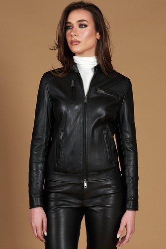 Giacca pelle nera - giacca, donna