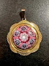 Rare Pendentif Verre De Murano Pendant Le Murrine Veneziane glass Italy