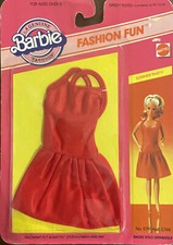 Abito rosso vintage Barbie 1982 moda divertente festa estiva #5711 Halter pattinatore con volant