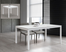 TAVOLO QUADRATO/RETTANGOLARE ALLUNGABILE 5 MISURE BASE METALLO BIANCA/NERA