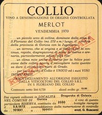 COLLIO - MERLOT - 1970 - ETICHETTA VINO