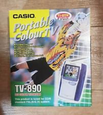 TELEVISORE A COLORI PORTATILE CASIO TV-890 TV 890 LEGGERI GRAFFI, PARI AL NUOVO