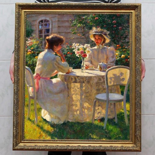 Antico dipinto olio - fatto, a