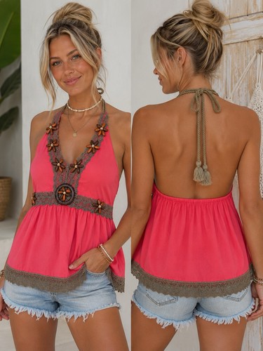 Top boho festival halter - top,