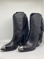 Ash Tronchetto In Pelle Emotion Mustang Western Black Tg 38 Donna