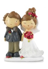 Bomboniera/Cake-Topper Matrimonio Coppia Sposini Spiritosi 19.2 Cm in Resina
