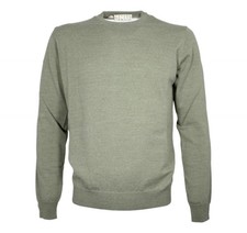 CASHMERE COMPANY Maglia Uomo Girocollo Lana Merinos Slim fit 231 Verde Salvia