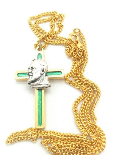 Collana croce verde padre - collana, pio