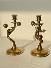 Coppia di splendidi candelieri vintage in ottone in stile italiano anni '70