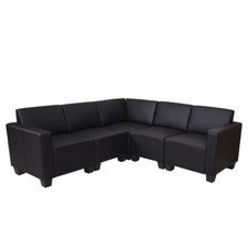 Set Divano Modulare Sofa System Lyon 5, Ecopelle Nero