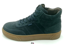 Scarpe uomo Nero Giardini I500960U sneakers alte sportive lacci e zip cam. Blu