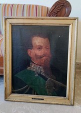 ANTICO XIX secolo RITRATTO VITTORIO EMANUELE II SAVOIA Olio Su Tela