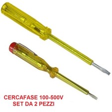 CACCIAVITE CERCAFASE TESTER SET 2pz GIRAVITE A TAGLIO TROVAFASE 100-500V GIALLO