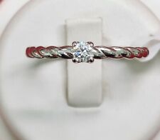 Anello Solitario Torchon in Oro Bianco 18 con Diamante taglio Brillante centrale