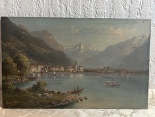 Dipinto " Vista Città Con Montagne Probabilmente Thun " ! Sig.cölestin