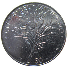 VATICAN CITY. 50 LIRE, 1970