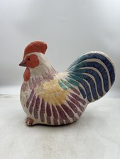 Statuina pollo vintage in cartapesta dipinta a mano Thailandia Patana arte popolare 12"