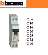 INTERRUTTORE MAGNETOTERMICO  BTICINO SERIE FC881C 1P+N da 6-10-16-20-25 -32-4...