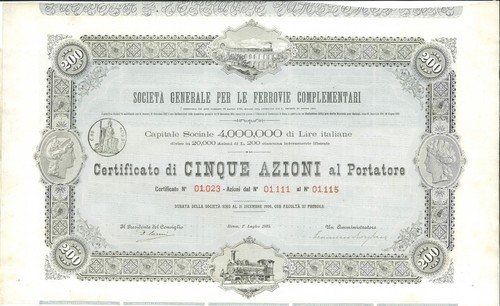 Azioni cinque società - azioni, cinque.