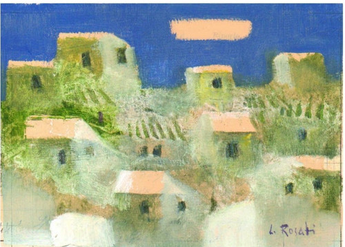 Paesaggio con case borgo - paesaggio,