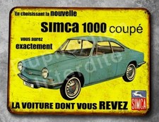 Plaque metal vintage Simca 1000 coupé 